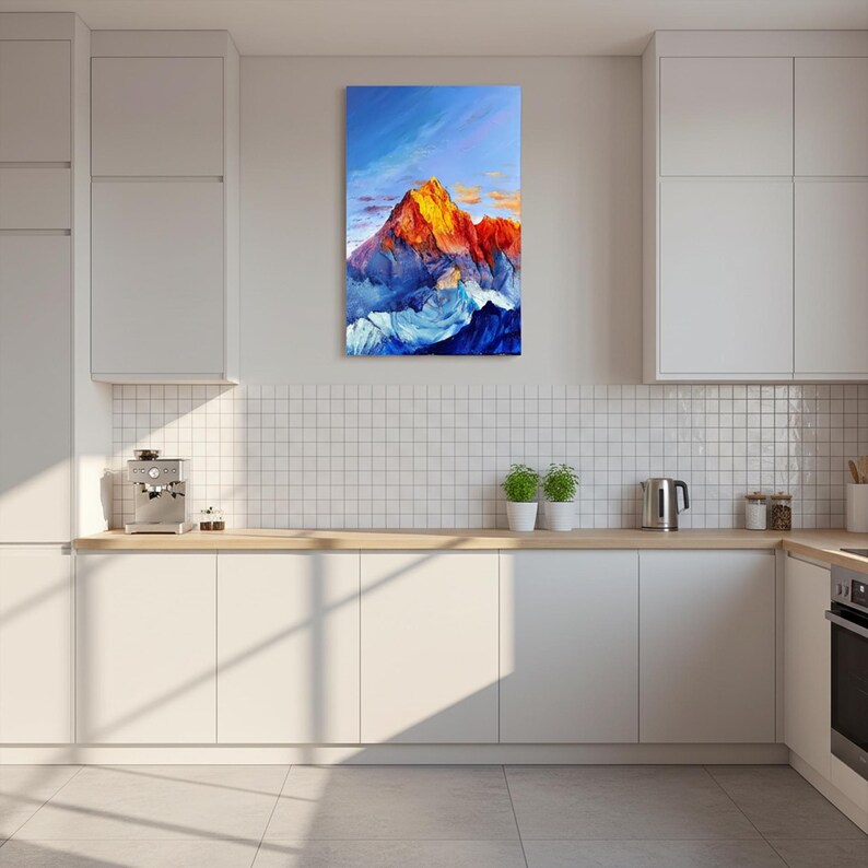 Original Colorful Snowy Mountain Oil Painting on Canvas, Mountain Painting, Abstract Texture Mountain Art on Canvas, Living Room Decor image 8