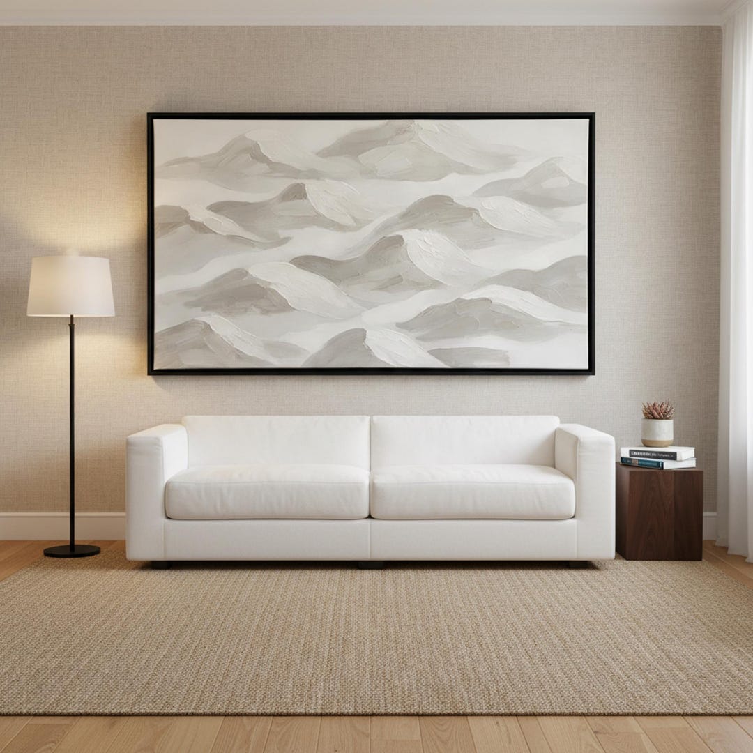 Large Abstract Textured Wall Art | Modern Neutral Beige & Grey ...