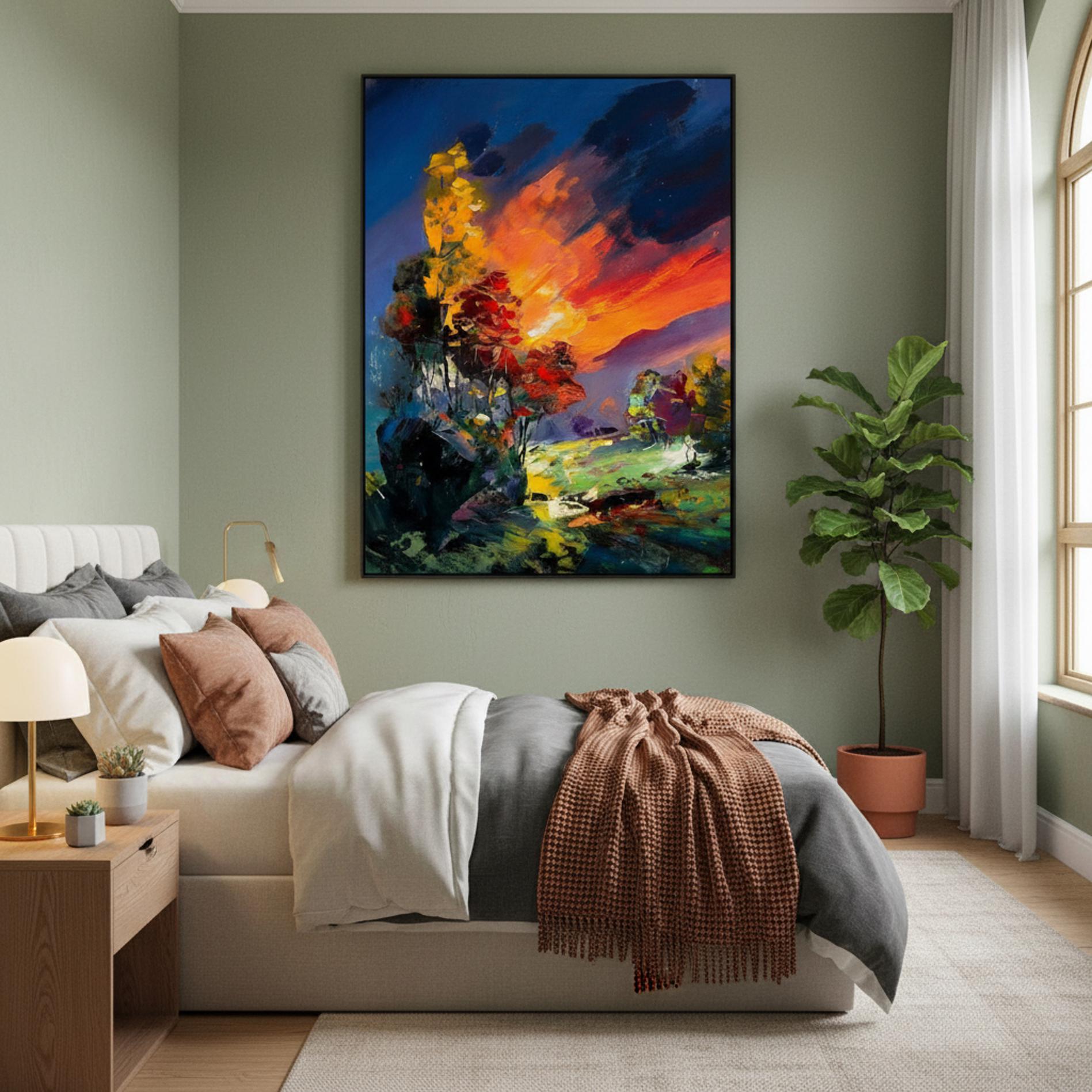 Vibrant Sunset Landscape Oil Painting,beach House Decor,impasto Canvas ...