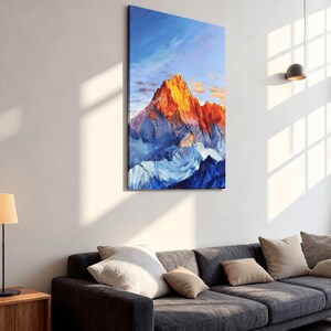 Original Colorful Snowy Mountain Oil Painting on Canvas, Mountain Painting, Abstract Texture Mountain Art on Canvas, Living Room Decor image 5