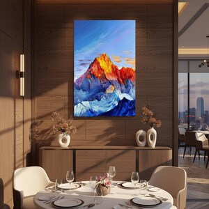 Original Colorful Snowy Mountain Oil Painting on Canvas, Mountain Painting, Abstract Texture Mountain Art on Canvas, Living Room Decor image 2