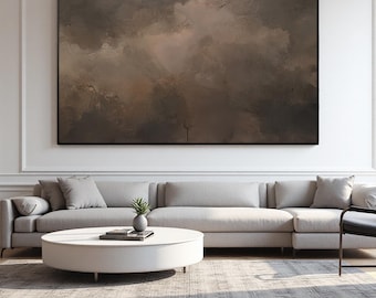 Abstract Earth Tones Wall Art | Large Modern Textured Canvas Painting | Rustic Industrial Home Decor | Oversized Framed Art