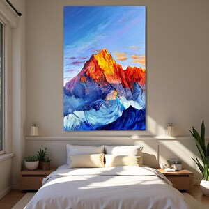 Original Colorful Snowy Mountain Oil Painting on Canvas, Mountain Painting, Abstract Texture Mountain Art on Canvas, Living Room Decor image 4