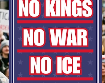 Cartello di protesta "No Kings", poster contro l'ICE, "No alla guerra con l'Iran", cartello di protesta politica stampabile, poster per manifestazioni da scaricare