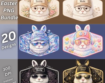 Pacchetto PNG di Pasqua mimetica, design di maglietta pasquale con occhiali e faccia di coniglietto divertente, clipart, png di sublimazione