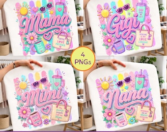 Mamma PNG, Mother Hood Png con Gigi png Nana png Mimi png Disegni per sublimazione per magliette (Download digitale)
