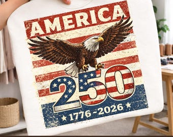 250° anniversario PNG, design America 250, bandiera vintage patriottica USA 1776-2026 per sublimazione