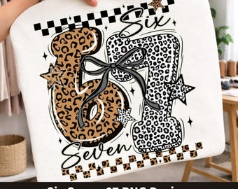 67 PNG, design meme Six Seven, grafica virale per maglietta, download digitale