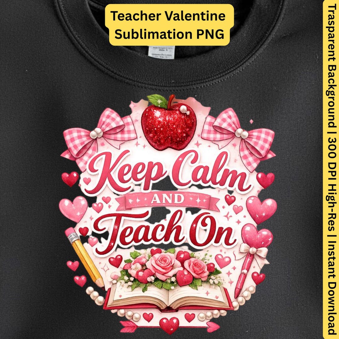 Teacher Valentine Printable Design, Keep Calm and Teach on Tee Graphic ...