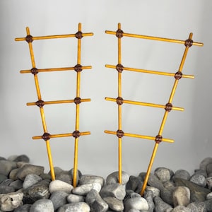 Set of 2 Small Bamboo Trellises for Hoya, Climbing Indoor Plants - Natural Wood Finish, Multiple Colors and Sizes
