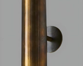 Italian Brass Cylindrical Wall Sconce, Mid Century Modern Stilnovo Lamp