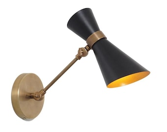 Aplique de pared articulado de latón de estilo moderno de mediados de siglo – Aplique articulado hecho a mano