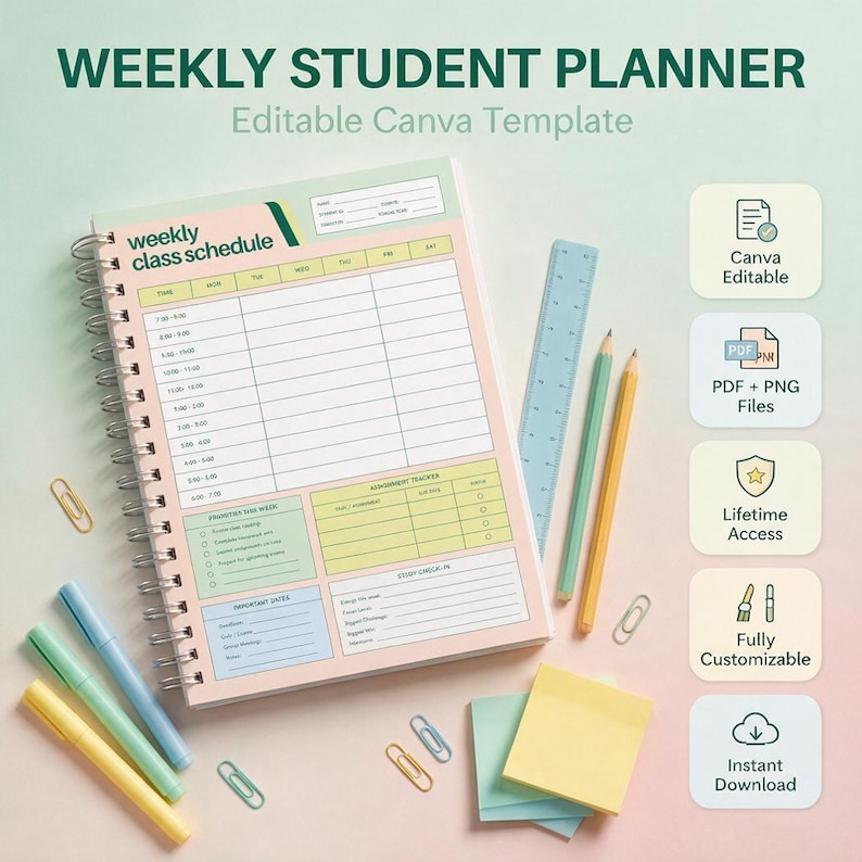 Student Planner 2026 2027 Back to School Printable Academic Planner ...