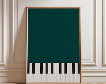 Minimal Piano Keyboard Printable, Modern Music Instrument Artwork, Pianist Wall Decor Download