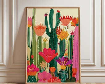 多肉植物の水彩画 - サボテンのアートプリント - 多肉植物の絵画 - 南