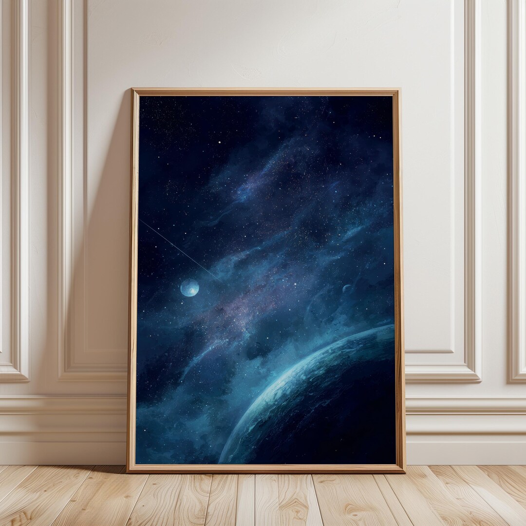 Cosmic Space Art Illustration, Starry Galaxy Scene, Printable Digital ...