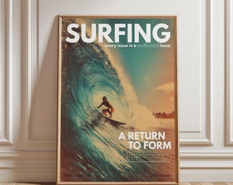 Vintage Surfing Magazine Digital Download, Retro 2004 Surf Poster Art, Instant Print Aesthetic Beach Decor, Nostalgic Summer Wall Art