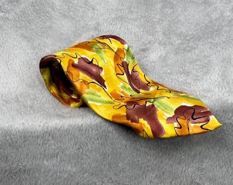 Vintage J Garcia California Mission Silk Necktie Yellow Abstract Leaf Mens Art