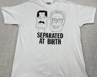 Vtg Hanes Beefy-T Separated at Birth Saddam Hussein Shirt XL White Single Stitch