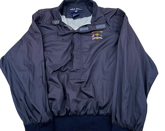 VTG Polo Sport Ralph Lauren Ryder Cup 1999 Windbreaker Navy Blue Mens Medium