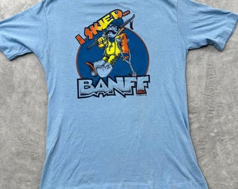 Canv'art 1978 Banff Canada Ski T-Shirt Size L Blue Men Vintage Single Stitch 70s