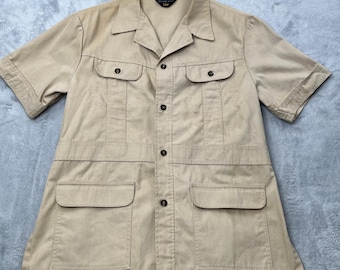 Vintage 1970s Lee Safari Jacket Mens Medium Made in USA Button Front Flap Pocket