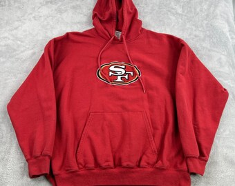 NFL San Francisco 49ers Vtg Stiched Hoodie 2XL Red Streetwear Embroidered Logo