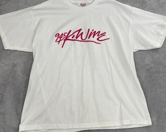 Hanes 94.5 K-Wine Vintage Single Stitch T-Shirt XL White Men Retro Radio Promo