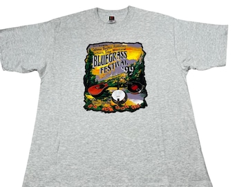 VTG 1999 24th California Bluegrass Festival T-Shirt XL Gray Fruit of the Loom