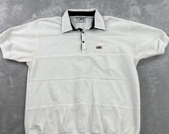VTG Greenline International Airplane Polo Sweatshirt XL White Aviation Mens 80s