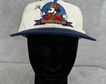 Vtg 90's Disney Magic Music Days Snapback Hat White Navy Mickey Mouse Cap Retro