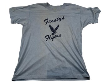 VTG Screen Stars Frostys Flyers Eagle Graphic T-Shirt Blue XL Single Stitch USA
