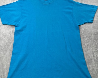 VTG Fruit of the Loom Single Stitch T Shirt XXXL Turquoise Blue Made in USA 90s