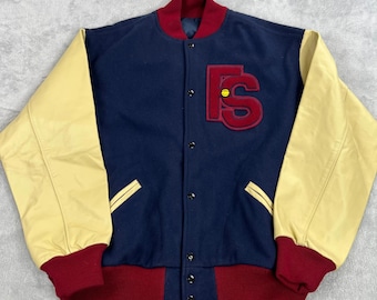 Vintage Fresno State Bulldogs Varsity Jacket 50 Wool Leather Letterman Bomber