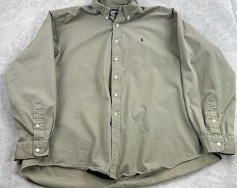 Ralph Lauren Blake Twill Button Down XXL Olive Men Vintage Classic Preppy Shirt