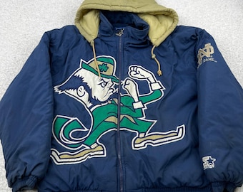 Vtg Starter Notre Dame Fighting Irish Puffer Jacket Mens Medium Blue 90s