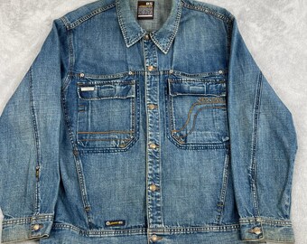 JNCO Jeans Urbanomiks Vtg Y2K Denim Jacket 2XL Blue Men Streetwear Skate Baggy