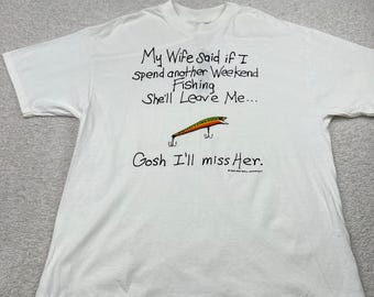 Vintage 1994 Big Ball Sports Fishing Humor T-Shirt Hanes Beefy-T White XXL USA