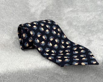 Vintage Disney Eeyore Winnie the Pooh Necktie Navy Blue Character Mens Tie