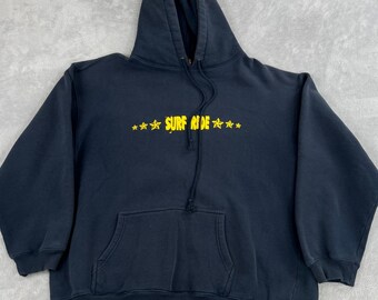 Vintage Surf Ride Graphic Hoodie XL Blue Men Made in USA Streetwear Y2K Skater