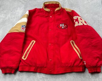 VTG Starter San Francisco 49ers Puffer Jacket Red Gold XL 90s Bomber Big Logo