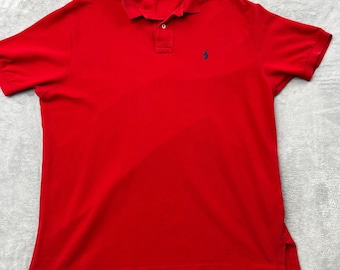 Polo Ralph Lauren Vintage Y2K Polo Shirt Size XL Red Mens Classic Preppy Pique
