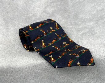 Vintage Disney Tigger Winnie the Pooh Necktie Navy Blue Character Print Mens Tie