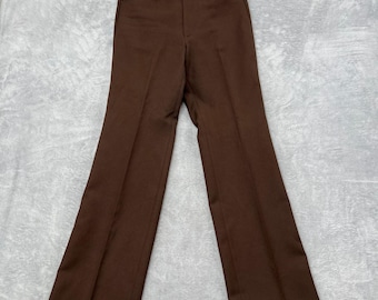 Levi's Sta-Prest Action Slacks Size 28x32 Brown Mens Vintage 70s Straight Pants