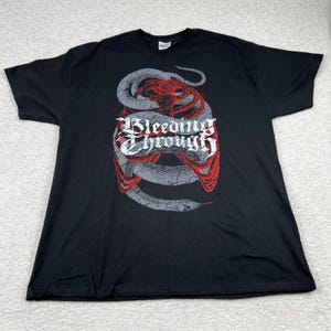 VTG Bleeding Through Band Shirt XL Black Trustkill Records Snake Ribcage Hanes