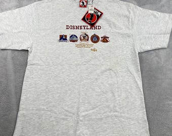 Mickey Inc Disneyland Embroidered T-Shirt L/XL Grey Men Vintage 90s Deadstock