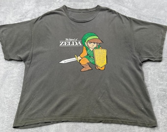 VTG Legend of Zelda Link Graphic T-Shirt Faded Grey Boxy Fit Mens XL 2XL 61069