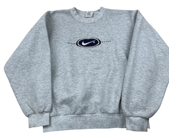 Vtg Nike Center Swoosh Crewneck Sweatshirt Mens M Gray Embroidered 90s Made USA