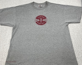 Vtg Nike Stanford Basketball T-Shirt Mens XL Gray 1998 Cardinal 90s White Tag