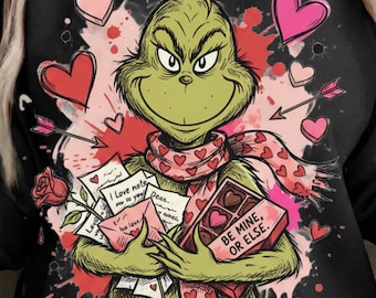 PNG anti-San Valentín, Divertido Día de San Valentín del Grinch, Diseño "Sé mío o si no", PNG retro de San Valentín, Sudadera de San Valentín, Regalo de San Valentín